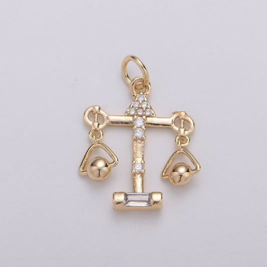 18k Gold Filled Zodiac Sign Charm, Dainty Libra Scales Sign Astrology Pendant Charm for Necklace Earring Supply D-740