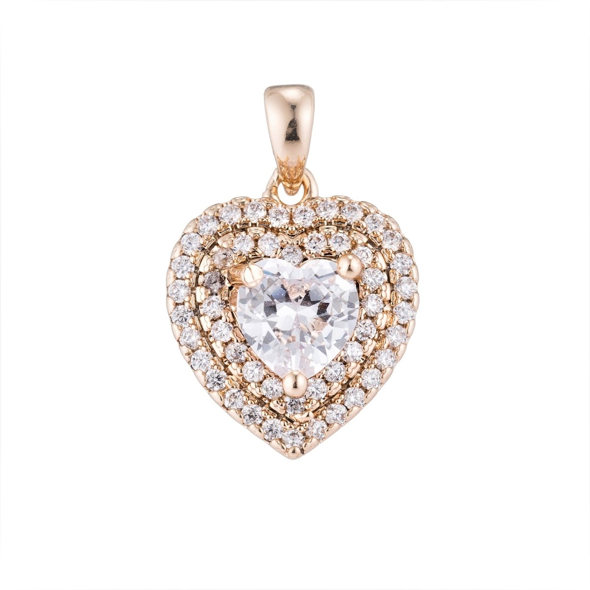 18K Gold Gold Filled Crystal Heart Pendants  I-734