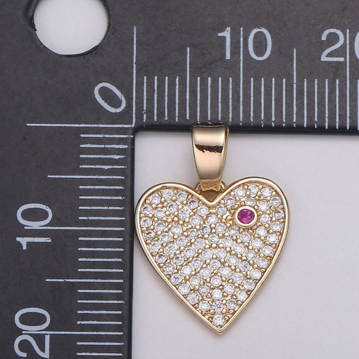 18K Gold Micro Pave CZ Heart Pendant Charm, Open Heart Micro Pave CZ Pendant Charm, Pendant, For DIY Jewelry, J-284