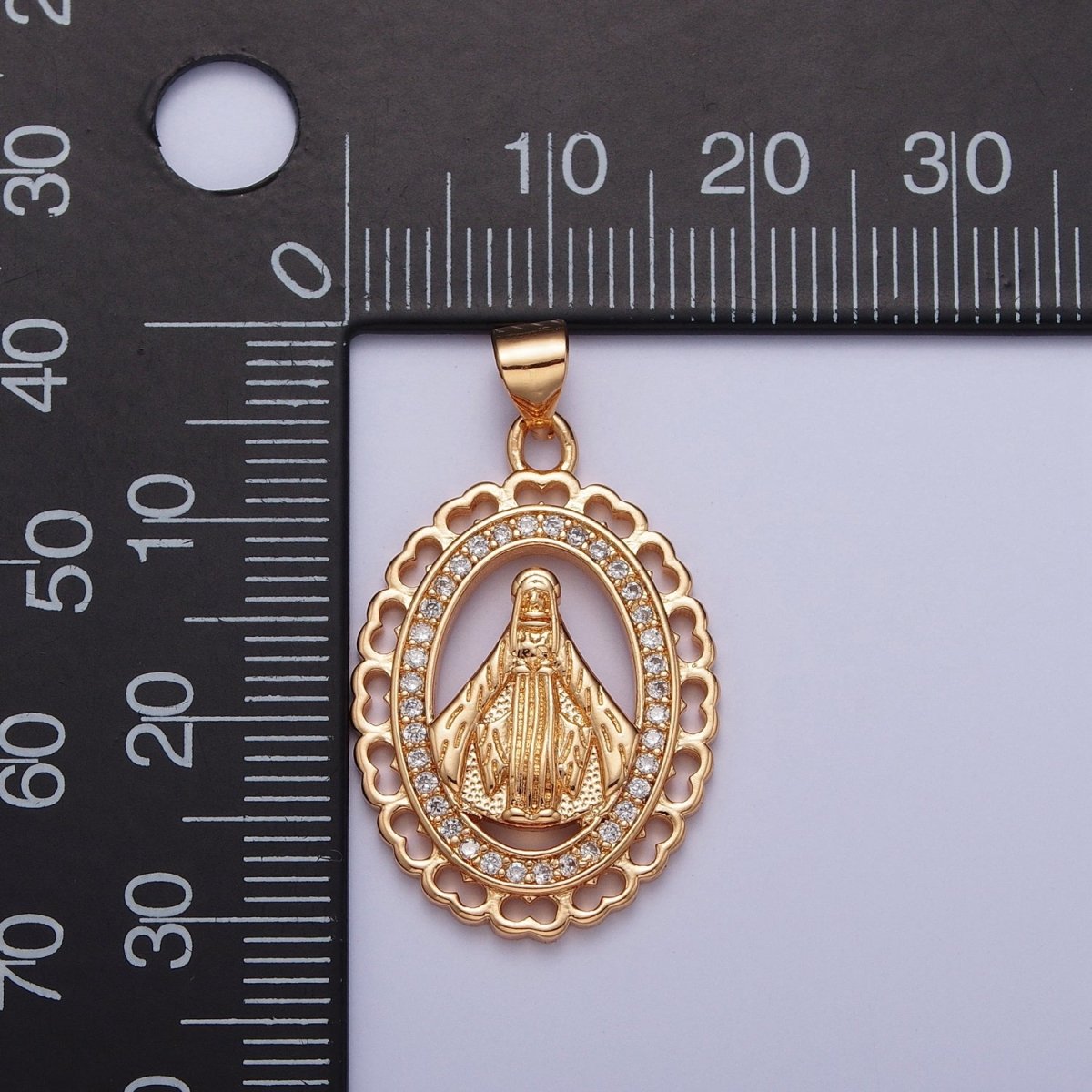 18K Gold Micro Paved CZ Religious Nossa Senhora Aparecida Pendant For Jewelry Making H-178
