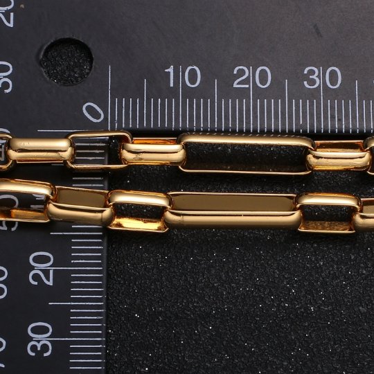 18K Gold Plated Shiny Square Paperclip Chain by Yard, Link Cable Wholesale bulk Roll Chain Jewelry Makin | ROLL-421 Clearance Pricing