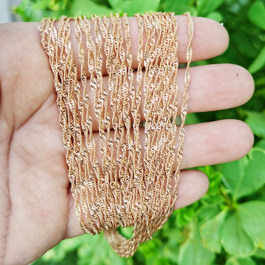 18K Gold Plated Singapore Chain Length 17.7" Width 2mm Jewelry Findings For Jewelry Making Supply Finished Chain for Necklace w/ Spring Ring | CN-837  Clearance Pricing