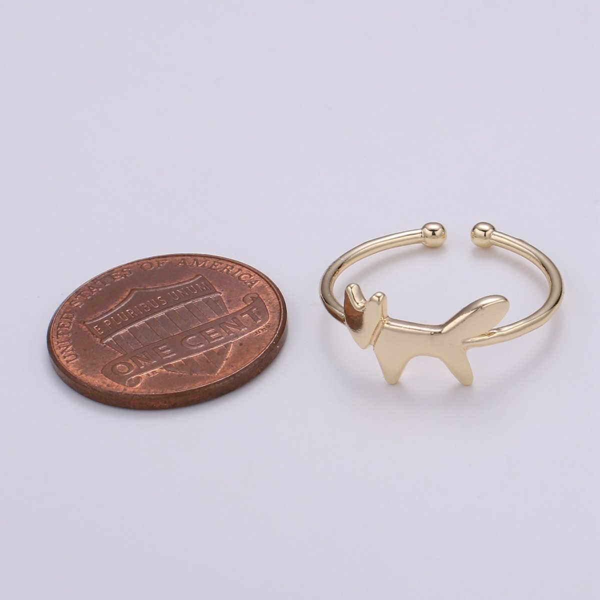18k Gold Ring, Fox Adjustable Gold Curb Ring, Simple Animal Ring, Foxy Open Ring R-268