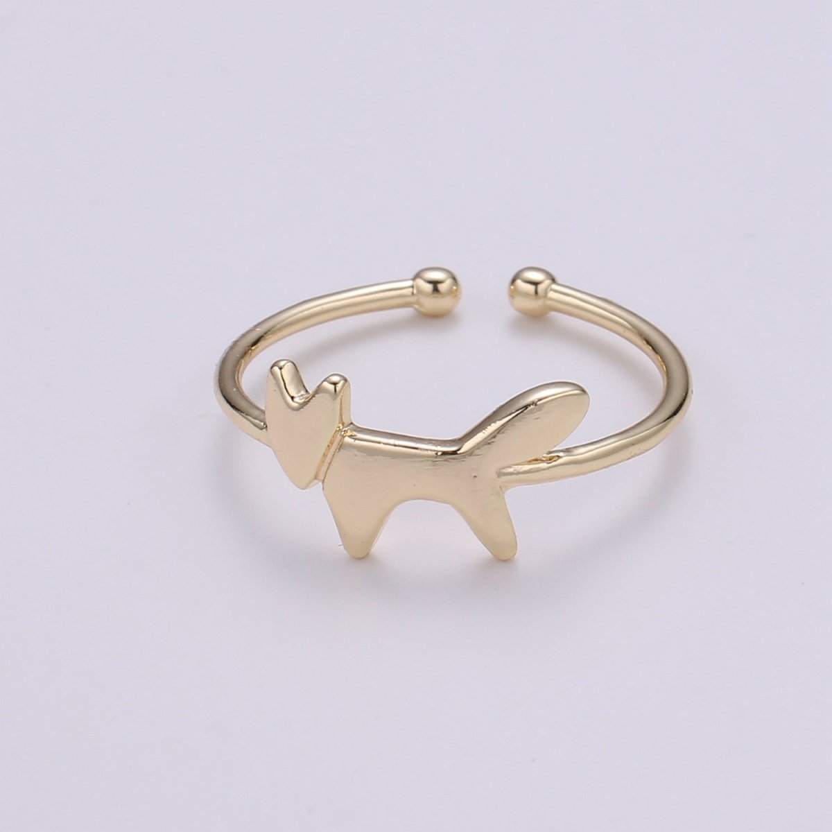 18k Gold Ring, Fox Adjustable Gold Curb Ring, Simple Animal Ring, Foxy Open Ring R-268