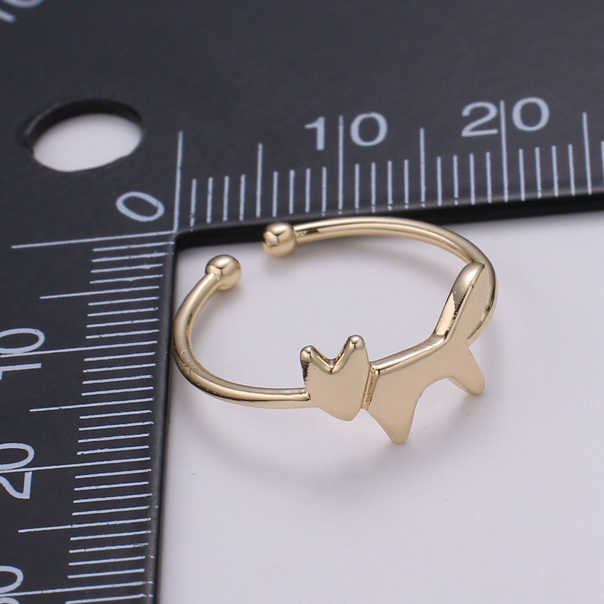 18k Gold Ring, Fox Adjustable Gold Curb Ring, Simple Animal Ring, Foxy Open Ring R-268