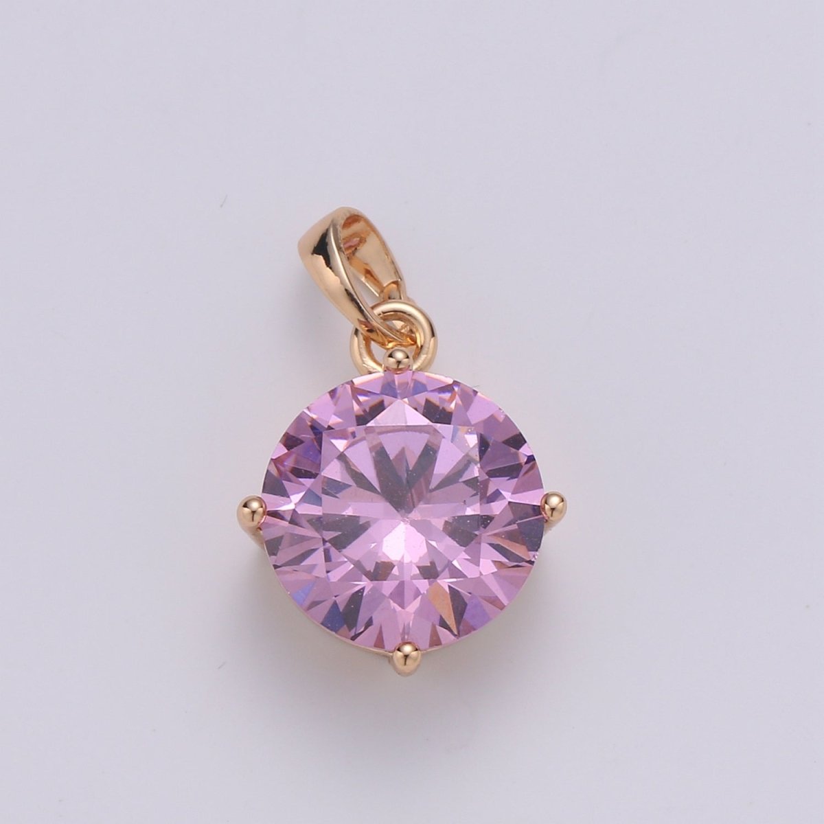 18K Pink Crystal Gold Filled Round Pendants  J-112