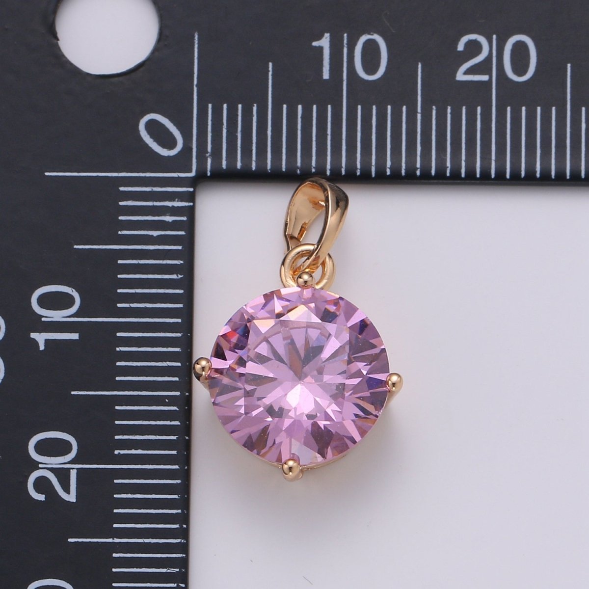 18K Pink Crystal Gold Filled Round Pendants  J-112