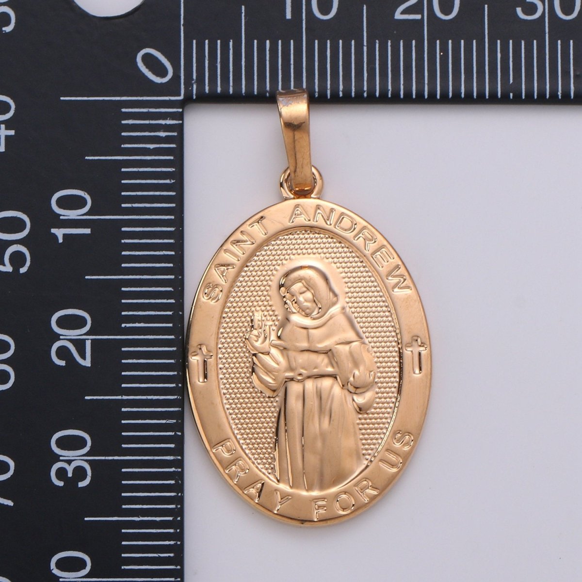 18k Rose Gold Filled St Andrew Cross Medal - Patron of Fishermen and Unmarried Women - Religious Jewelry Novena Prayer Rosary Supply J-116