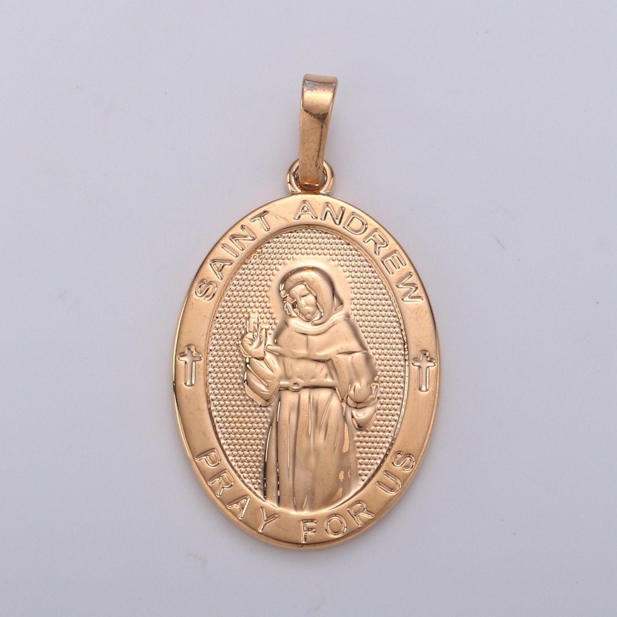 18k Rose Gold Filled St Andrew Cross Medal - Patron of Fishermen and Unmarried Women - Religious Jewelry Novena Prayer Rosary Supply J-116