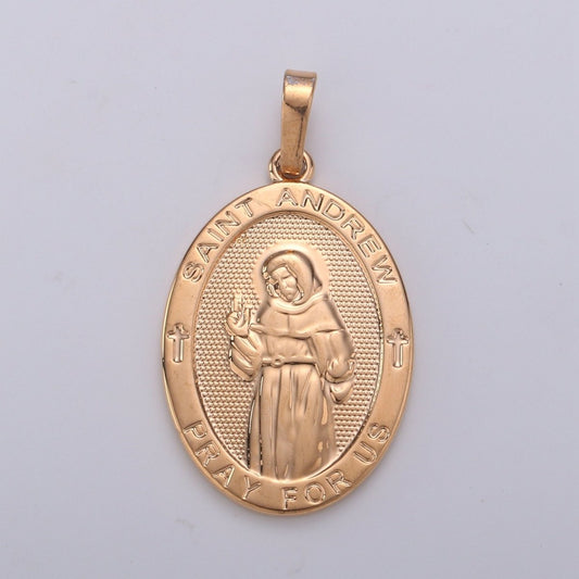 18k Rose Gold Filled St Andrew Cross Medal - Patron of Fishermen and Unmarried Women - Religious Jewelry Novena Prayer Rosary Supply J-116