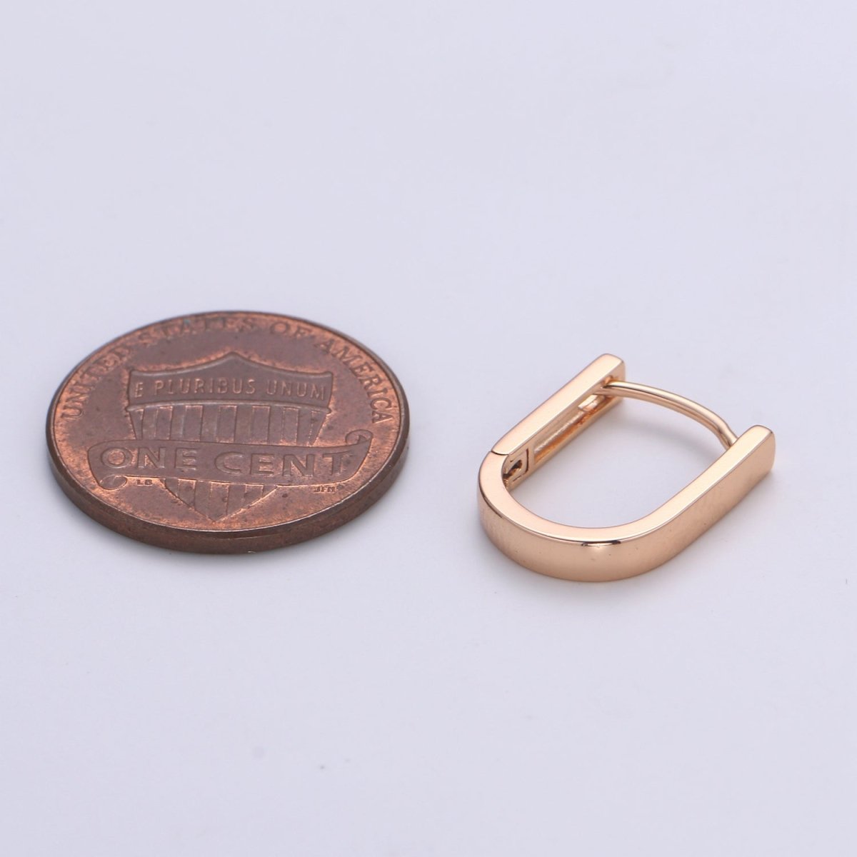 18K Rose Gold Filled U Shaped Boxy Huggie Earrings P-092
