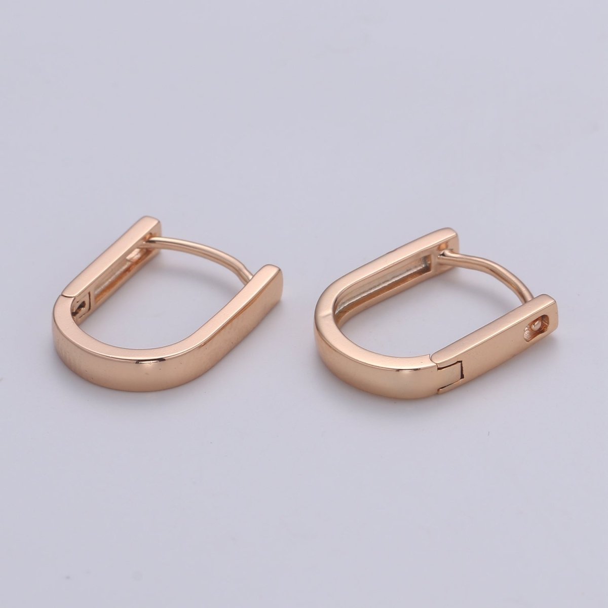 18K Rose Gold Filled U Shaped Boxy Huggie Earrings P-092