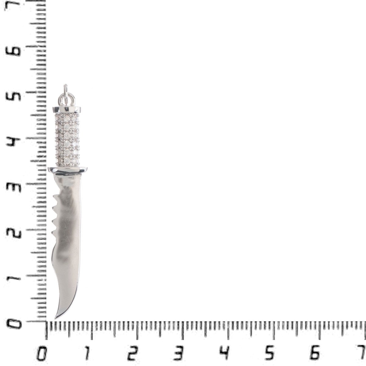 18K White Gold fill Combat Military Knife Charm Pendant Cz Cubic Zircon w/ Bails Findings for Earring Necklace Jewelry Making Supplies H-797