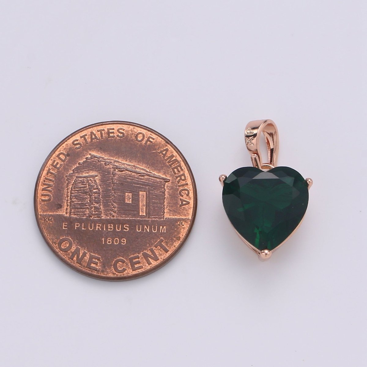 18x10mm Wholesale Cubic Zirconia Heart Gem Pendant with 18K Gold-Filled Rose Gold Frame, Blue, Green, Red, or Pink Options, Pendant for Necklace Bracelet Anklet Making J-163-J-166