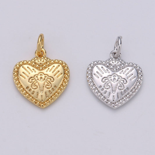 18X13mm 24k Gold Filled Heart Charms, Love Pendant, Dainty Silver Happy Heart Charm for Boho Bohemian Bracelet Earring Necklace supply D-413 D-414