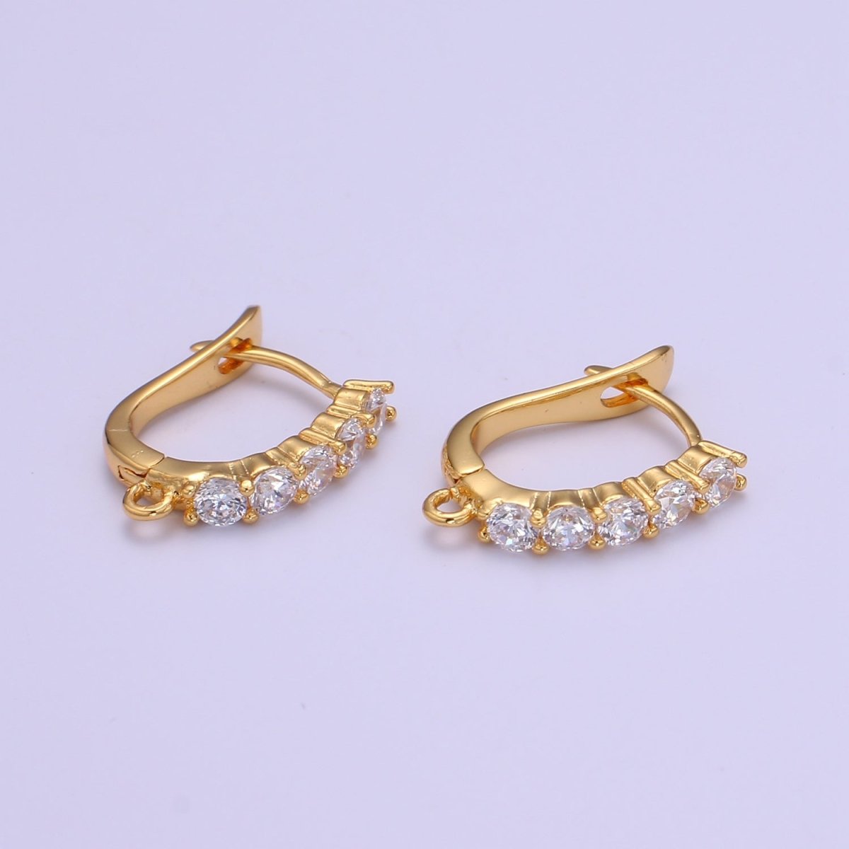 18x13mm Gold Huggie Earring one touch w/ open link 24k gold Plated Earring Nickel and Lead free, Lever back earring making Supply L-225