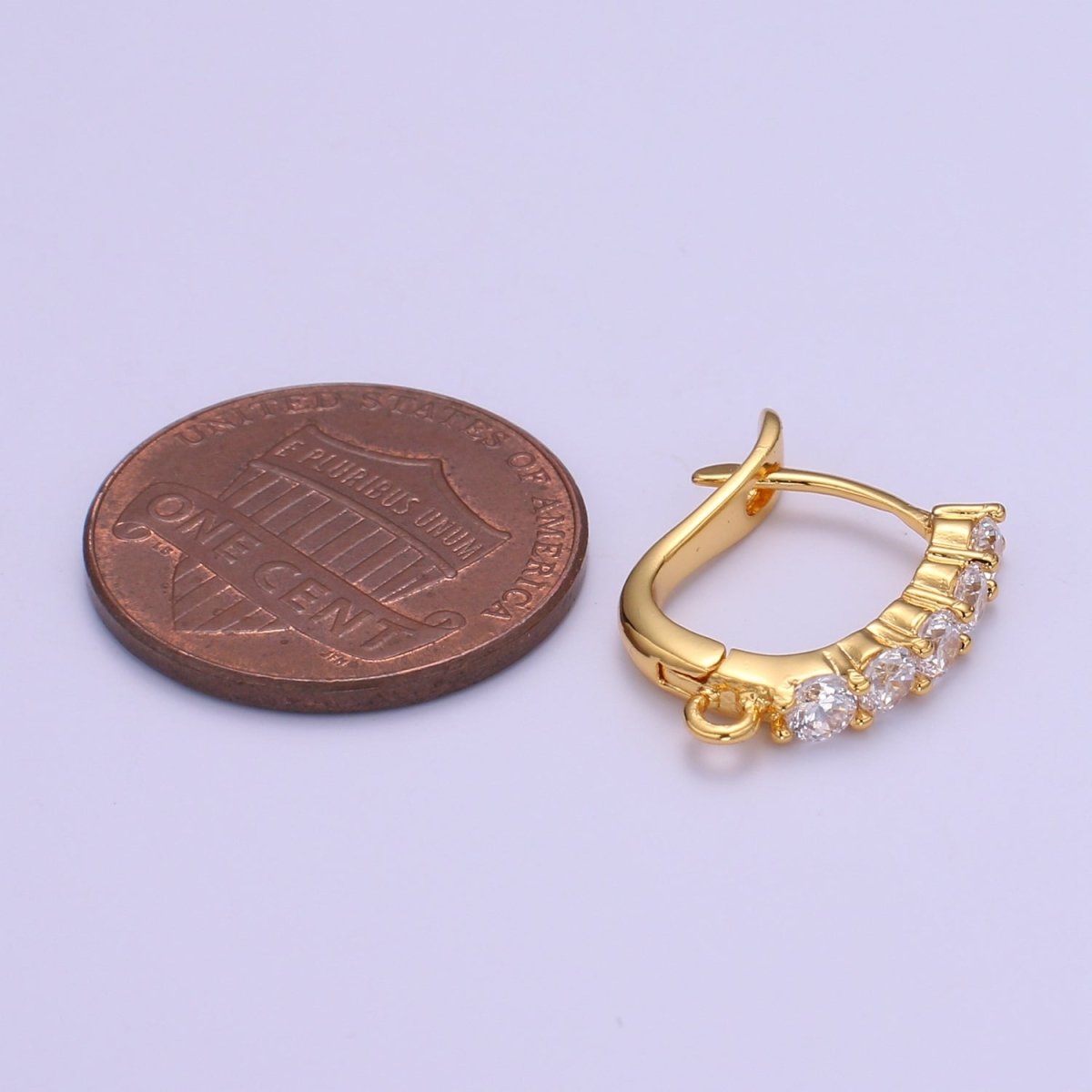 18x13mm Gold Huggie Earring one touch w/ open link 24k gold Plated Earring Nickel and Lead free, Lever back earring making Supply L-225