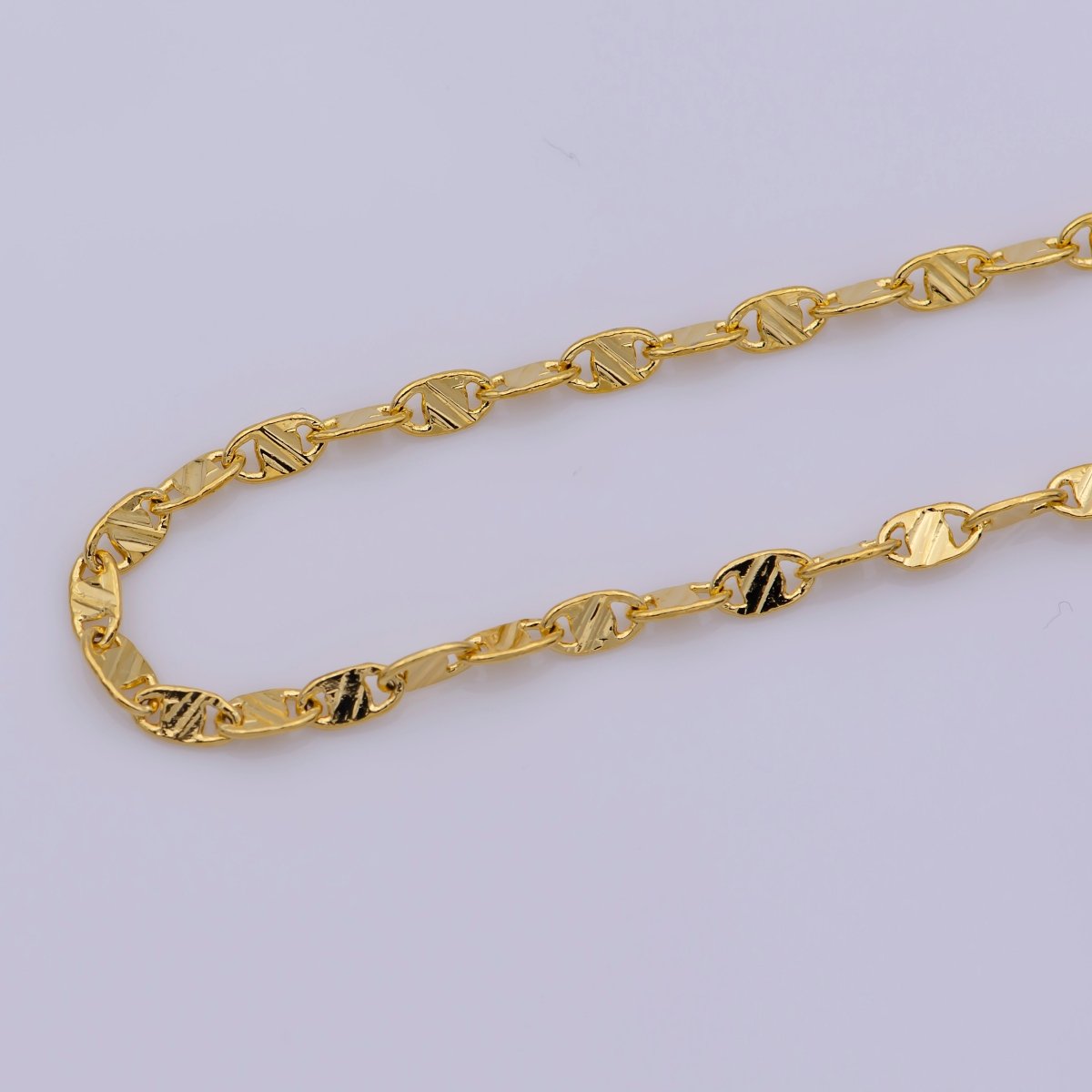 19.5 inch Anchor Chain Necklace, 24K Gold Plated Anchor Necklace, 3mm Width Anchor Necklace w/ Lobster Clasps | CN-277  Clearance Pricing