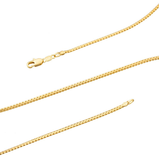 19.5 inch Gold C link Chain Necklace, 18K Gold Plated Finished Necklace For Jewelry Making, Dainty 1.7mm Cable Necklace w/ Lobster Clasps | CN-279  Clearance Pricing