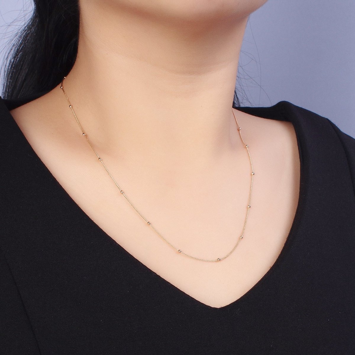 19.5 Inch Satellite Chain 18K Gold Filled Dainty Ball Link Chain Necklace | WA-1604 Clearance Pricing