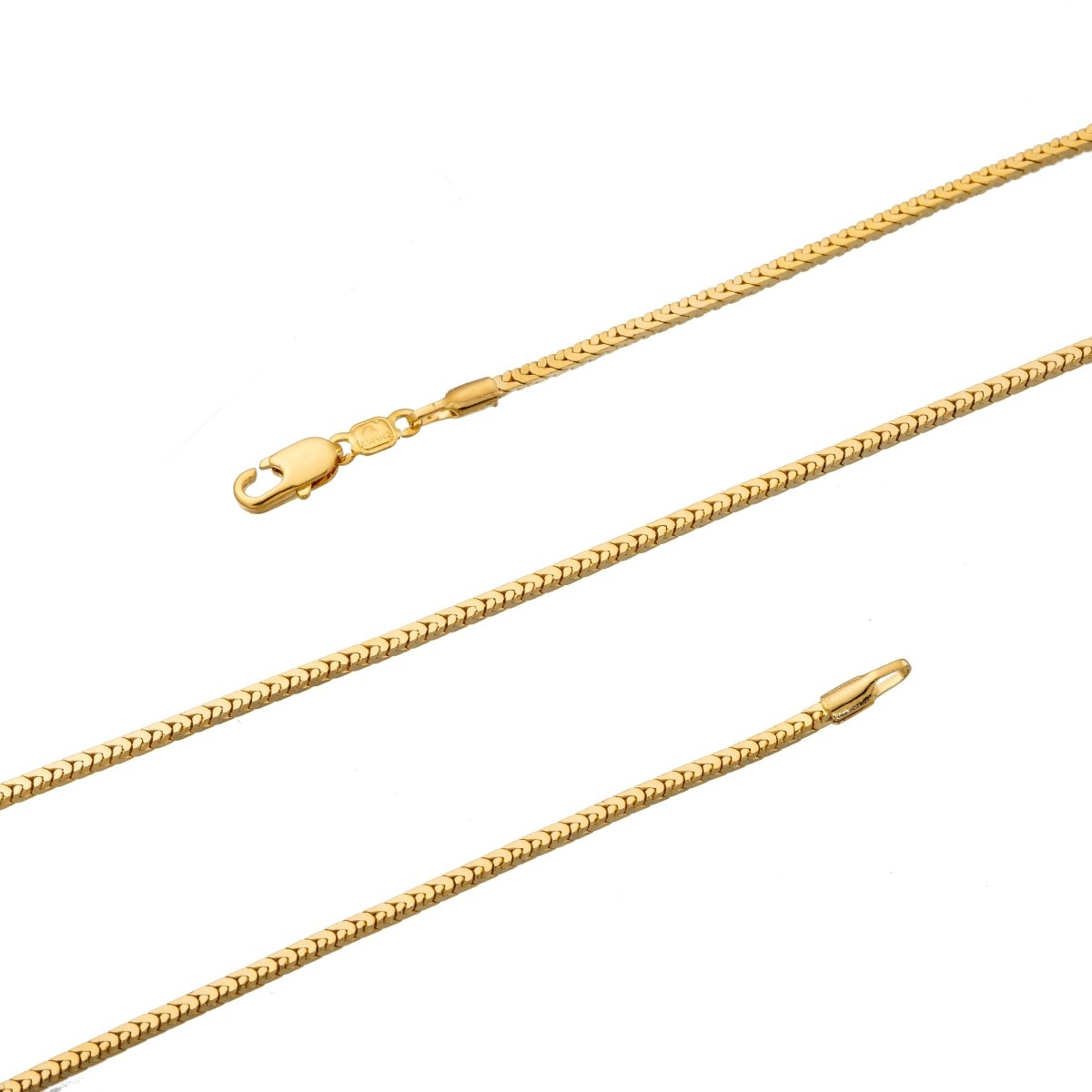 19.5 inch Snake Brazilian Star Weave Necklace Chain, 24K Gold Plated Designed Finished Necklace For Jewelry Making, Dainty 2.2mm Designed Necklace w/ Lobster Clasps | CN-186  Clearance Pricing