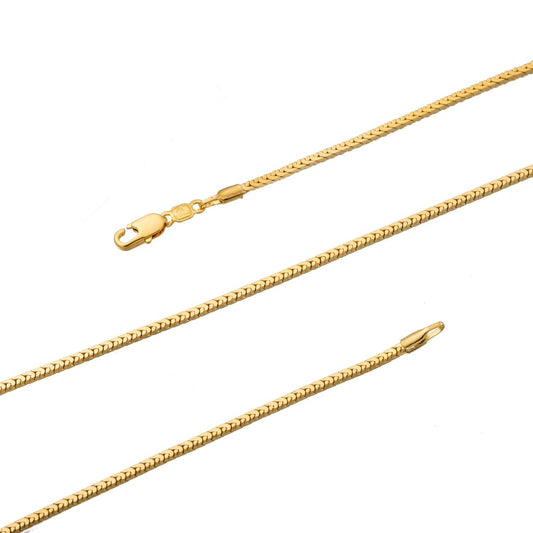 19.5 inch Snake Brazilian Star Weave Necklace Chain, 24K Gold Plated Designed Finished Necklace For Jewelry Making, Dainty 2.2mm Designed Necklace w/ Lobster Clasps | CN-186  Clearance Pricing