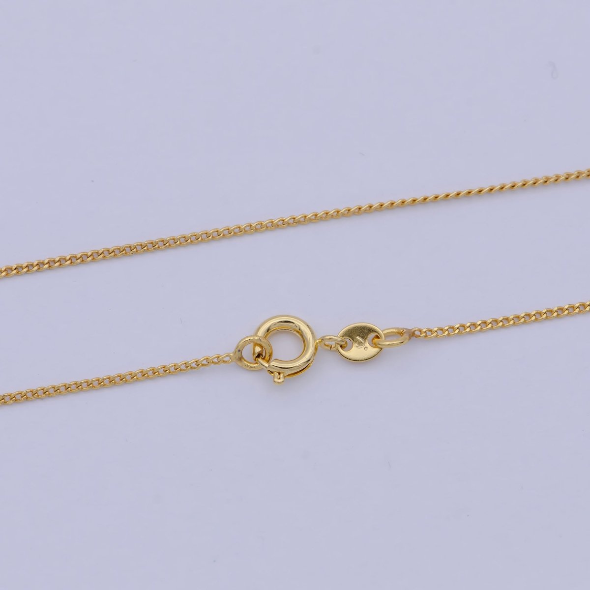 19.5" Layering Curb Chain, Dainty 1mm Finished Chain, 24K Gold Plated Curb Necklace with Spring Ring | WA-504 Clearance Pricing