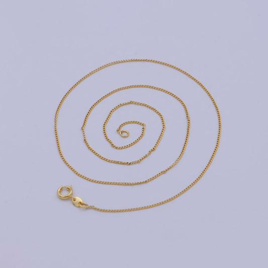 19.5" Layering Curb Chain, Dainty 1mm Finished Chain, 24K Gold Plated Curb Necklace with Spring Ring | WA-504 Clearance Pricing