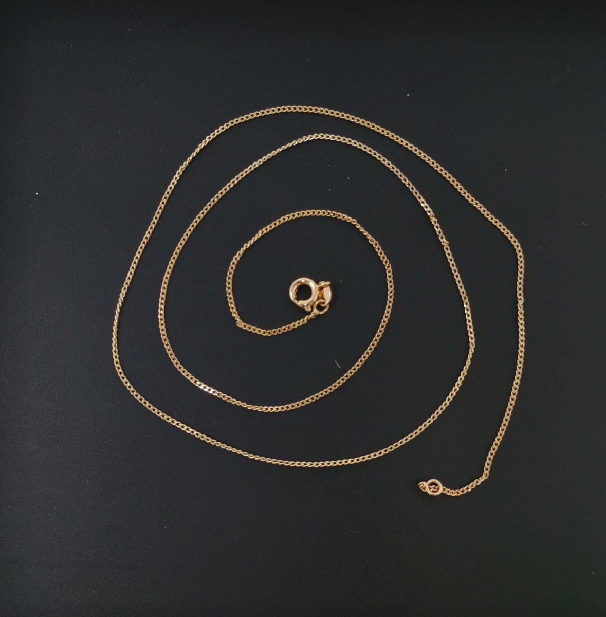 19.6 Curb Chain Necklace, 18K Gold Plated Curb Finished Chain  For Jewelry Making, Dainty 1mm Curb Necklace w/ Spring Ring | CN-587  Clearance Pricing