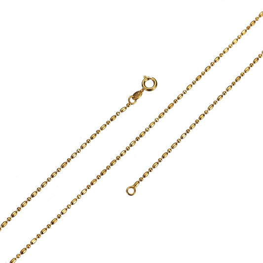 19.6 inch Beaded Chain Necklace, 24K Gold Plated Bead Finished Necklace, Dainty 1.5mm Bead Necklace w/ Spring Ring | CN-480  Clearance Pricing