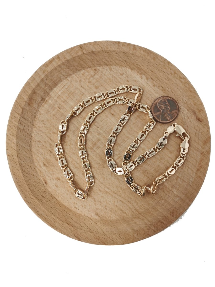 19.6 inches Ready To Use 18K Gold Filled Scroll lock Designed Necklace Chain, 5mm Designed Necklace w/ Lobster Clasps | CN-613  Clearance Pricing