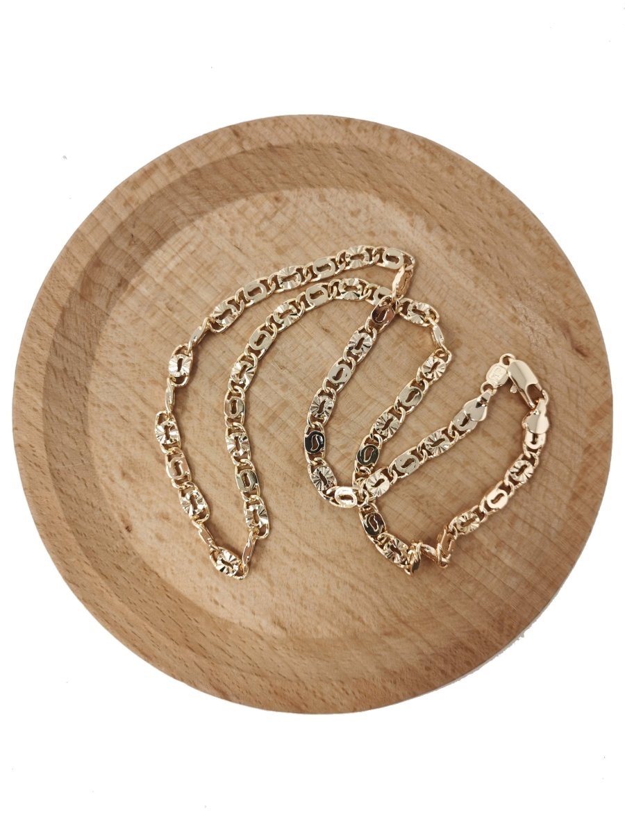 19.6 inches Ready To Use 18K Gold Filled Scroll lock Designed Necklace Chain, 5mm Designed Necklace w/ Lobster Clasps | CN-613  Clearance Pricing