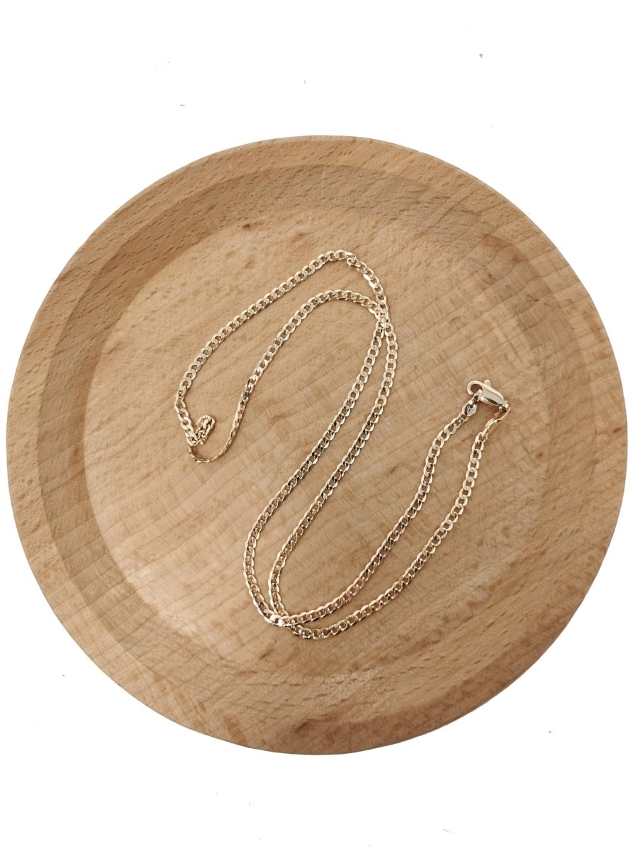 19.6" Ready To Use Layering Curb Necklace, 18K Gold Plated Cuban Curb Necklace Chain, Chain For Pendant & Charm Making, Dainty 3mm Curb Necklace w/Lobster Clasps | CN-577  Clearance Pricing
