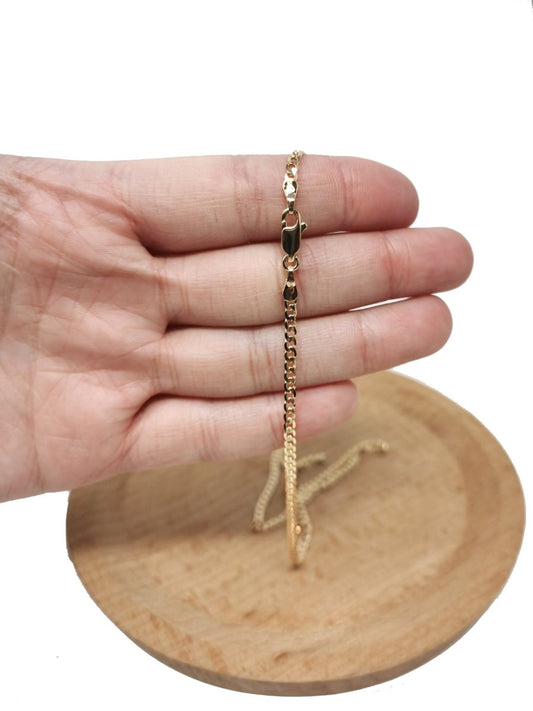 19.6" Ready To Use Layering Curb Necklace, 18K Gold Plated Cuban Curb Necklace Chain, Chain For Pendant & Charm Making, Dainty 3mm Curb Necklace w/Lobster Clasps | CN-577  Clearance Pricing