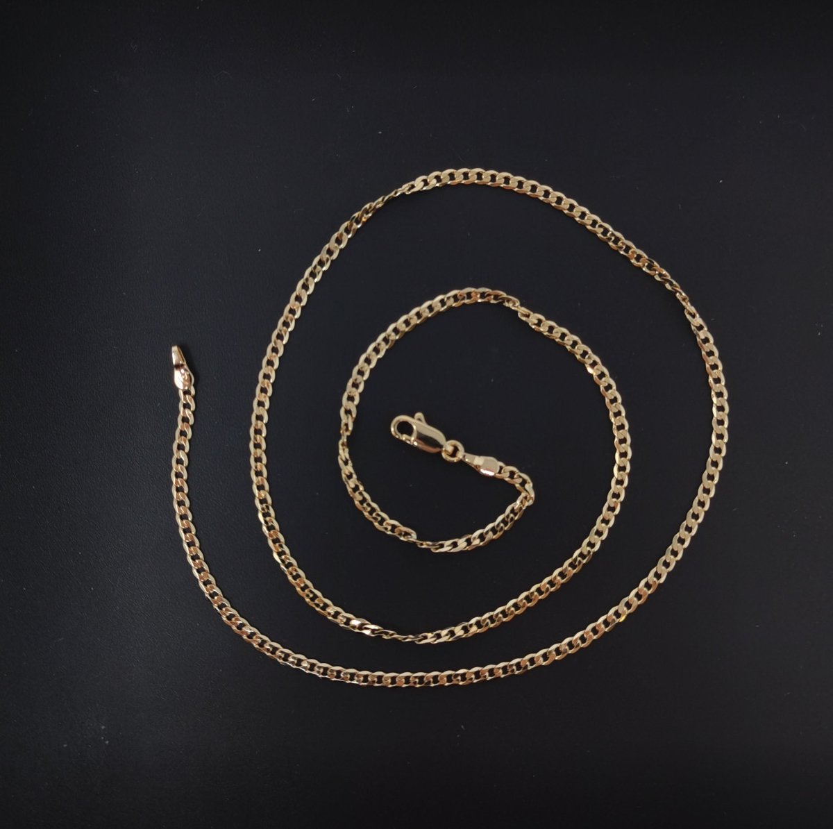 19.6" Ready To Use Layering Curb Necklace, 18K Gold Plated Cuban Curb Necklace Chain, Chain For Pendant & Charm Making, Dainty 3mm Curb Necklace w/Lobster Clasps | CN-577  Clearance Pricing