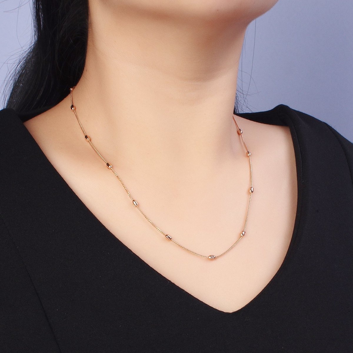 19.75 Inch Satellite Chain 18K Gold Filled Dainty Beaded Chain Necklace | WA-1602 Clearance Pricing