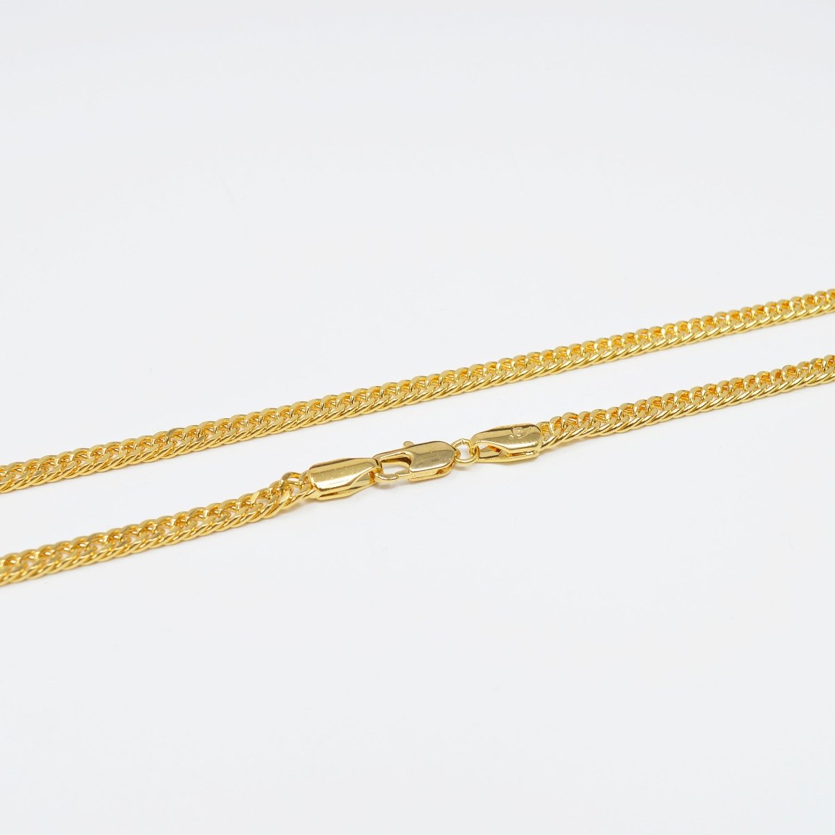19.8 inch Curb Chain Necklace, 24K Gold Plated Curb Finished Necklace For Jewelry Making, 4mm Curb Necklace w/ Lobster Clasps | CN-993  Clearance Pricing