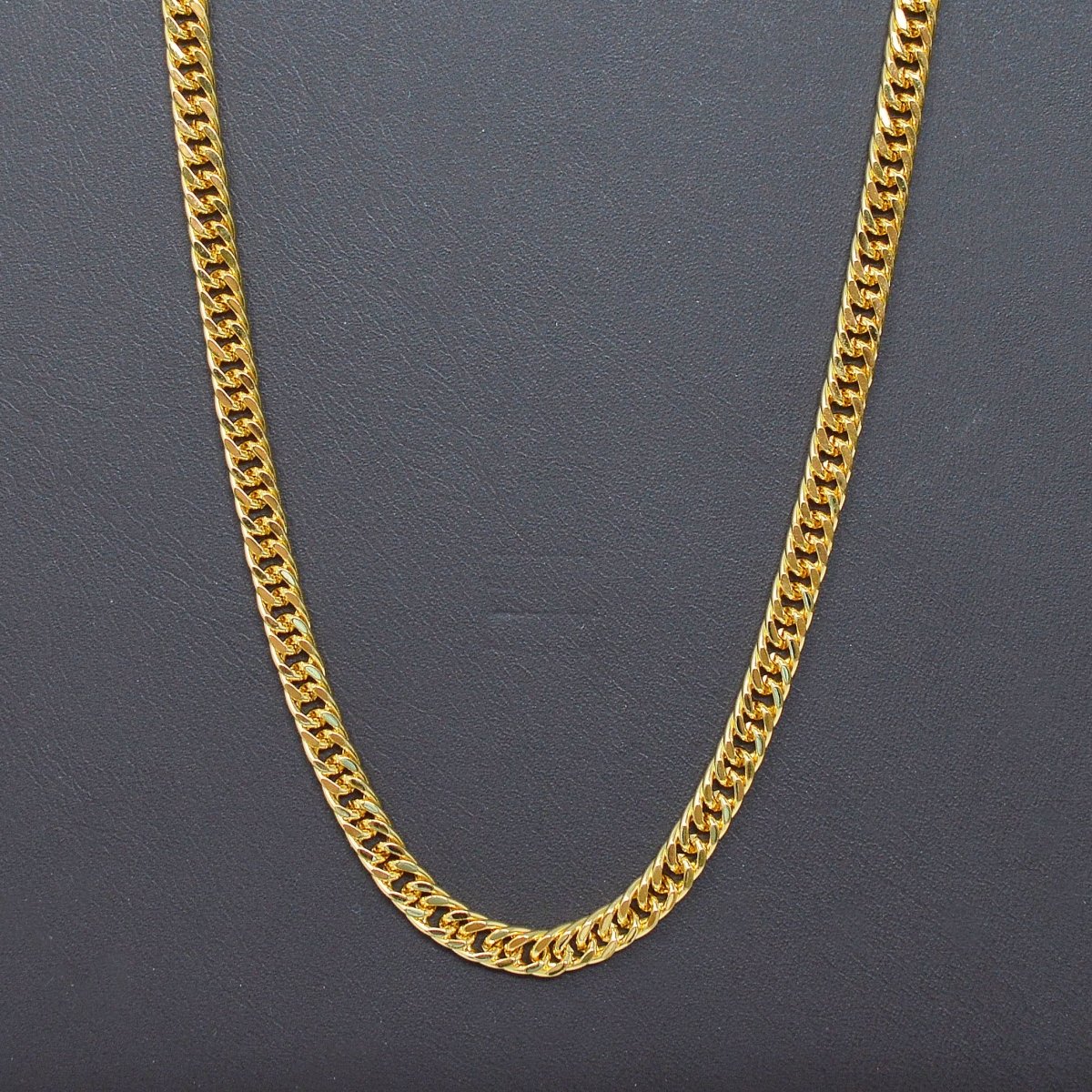 19.8 inch Curb Chain Necklace, 24K Gold Plated Curb Finished Necklace For Jewelry Making, 4mm Curb Necklace w/ Lobster Clasps | CN-993  Clearance Pricing