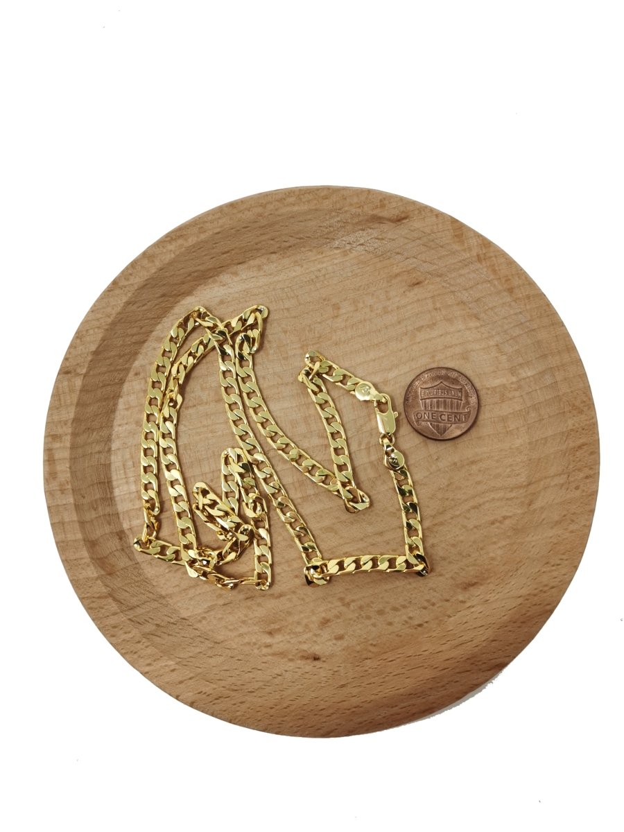 19.9 inch Curb Chain Necklace, 24K Gold Plated Finished Necklace For Jewelry Making, 4.2mm Width Curb Necklace w/ Lobster Clasps | CN-965  Clearance Pricing