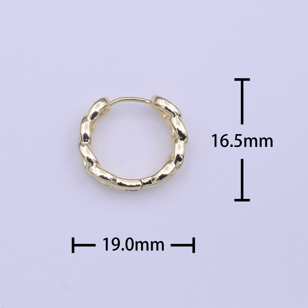 19mm Gold Curb Chain Link Huggie Hoop Earrings | AD-220