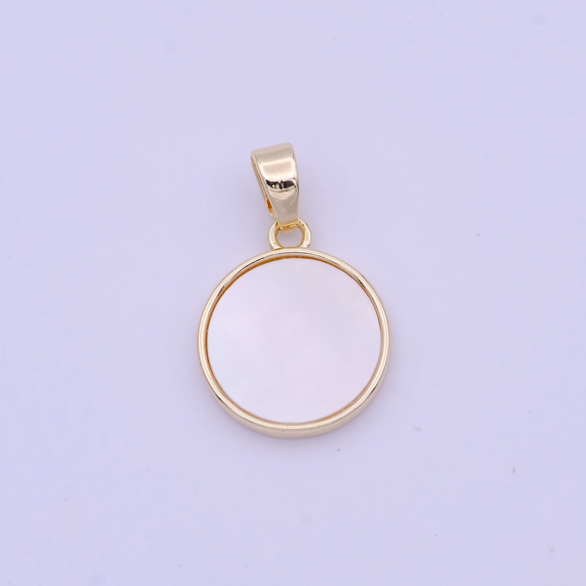 19mm Round Shell Pearl Minimalist Charm in Gold & Silver  H-903