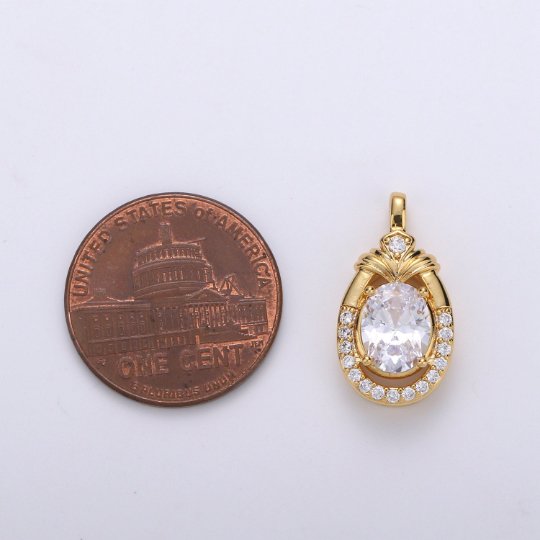 19X10mm CZ Micro Pave Tear Drop Charm Pendant, 24k Gold Filled Charm Drop Shape Charms, Dainty Drop Dangle Pendant, Geometry Jewelry J-080