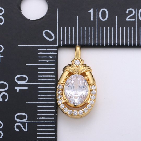 19X10mm CZ Micro Pave Tear Drop Charm Pendant, 24k Gold Filled Charm Drop Shape Charms, Dainty Drop Dangle Pendant, Geometry Jewelry J-080