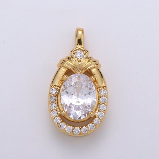 19X10mm CZ Micro Pave Tear Drop Charm Pendant, 24k Gold Filled Charm Drop Shape Charms, Dainty Drop Dangle Pendant, Geometry Jewelry J-080