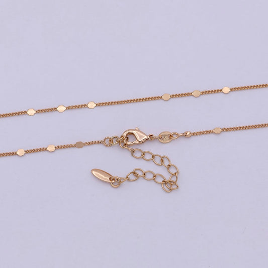 1mm 18K Gold Filled Chain Necklace Gold Curb Chain, Gold Chains 18 inch + 2 inch extender | WA-542 Clearance Pricing