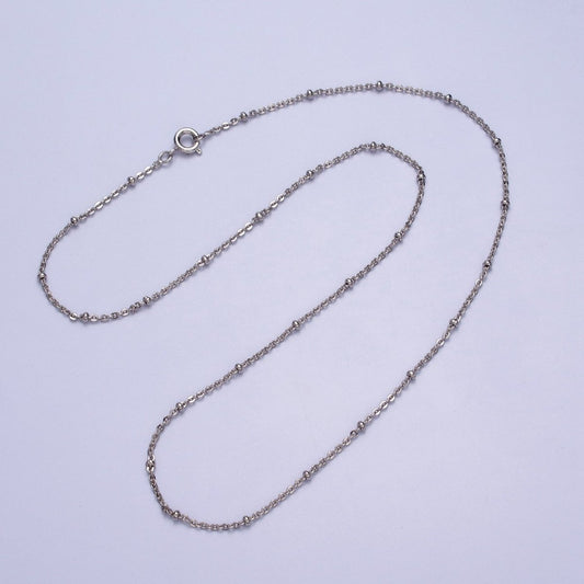 1mm Beaded Satellite Chain Silver Satellite Necklace Dainty Simple Everyday 16.5 Inch Layering Necklace for Minimalist Jewelry | WA-1594 Clearance Pricing