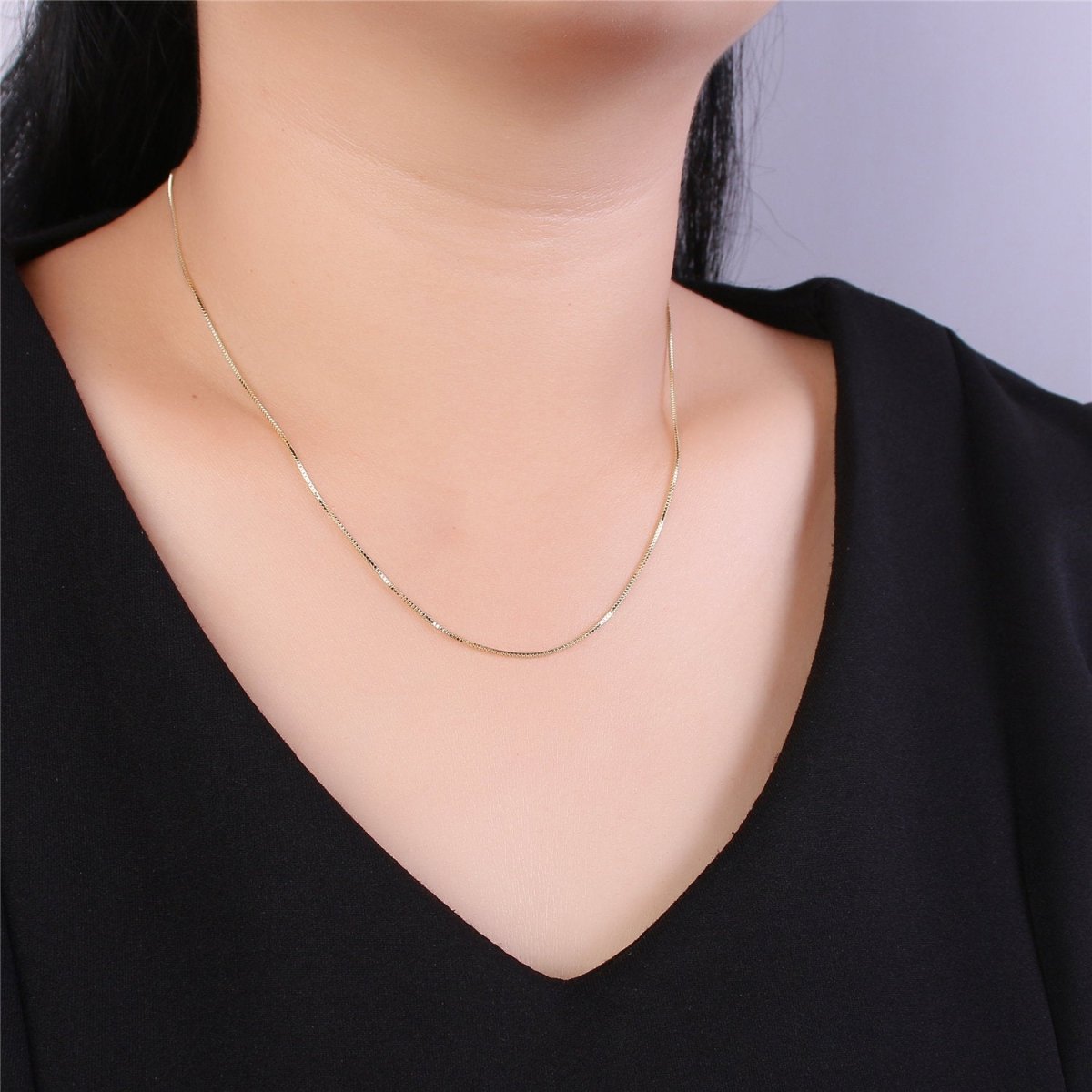 1mm Dainty Box Chain 18 Inch Layering Necklace | CN-533  Clearance Pricing