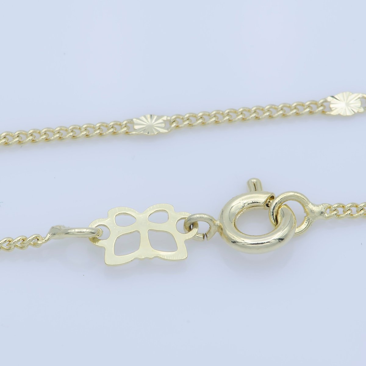 1mm Dainty Unique Sunburst Link Curb 18 Inch Layering Chain Necklace | WA-212 Clearance Pricing