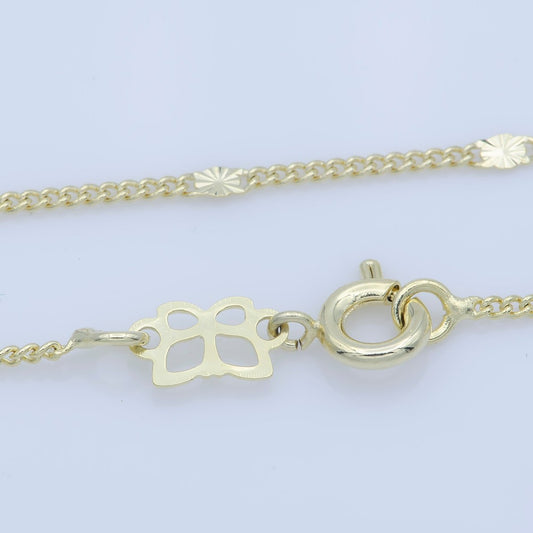 1mm Dainty Unique Sunburst Link Curb 18 Inch Layering Chain Necklace | WA-212 Clearance Pricing