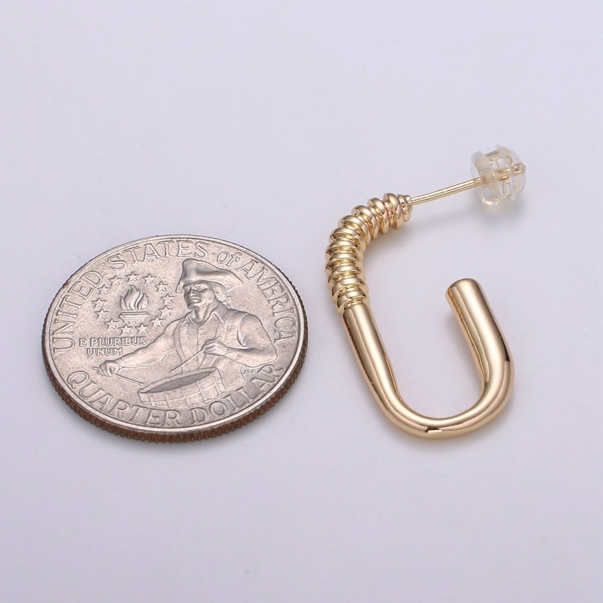 1pair Golden Curvy Rectangle Huggies Earrings, Plain Gold Filled Geometric Rectangle Shape Daily Wear Earring Jewelry Q-447